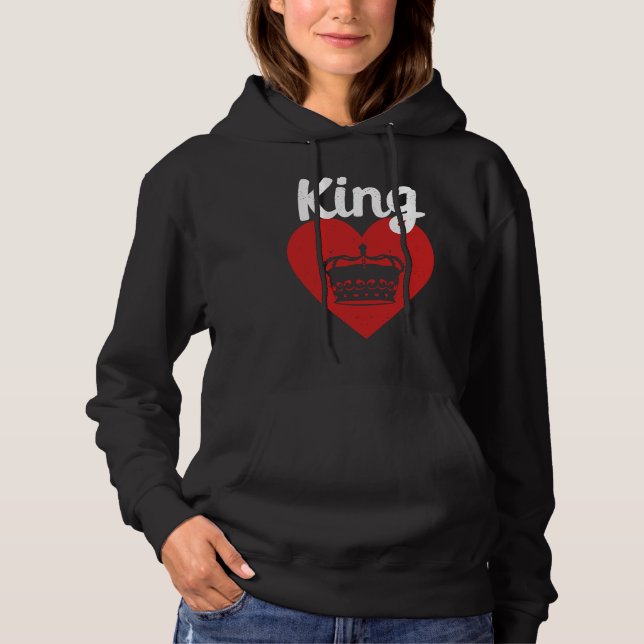 Sudadera King Red Heart Crown Silhouette Couples Man Woman  (Anverso)