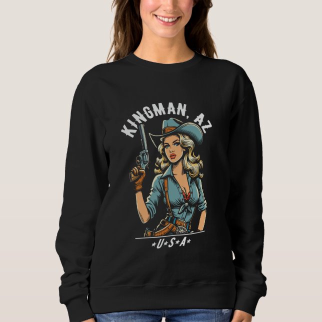 Sudadera Kingman Arizona USA Cowgirl with Pistol Western St (Anverso)