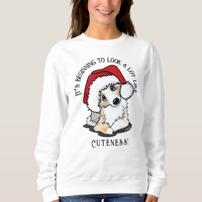 Sudadera KiniArt Aussie Shepherd Navidades de cachorros sud (Anverso)