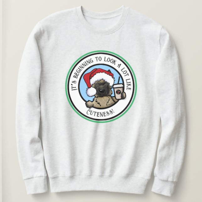 Sudadera KiniArt Cairn Terrier Café Navidad  (Anverso del diseño)