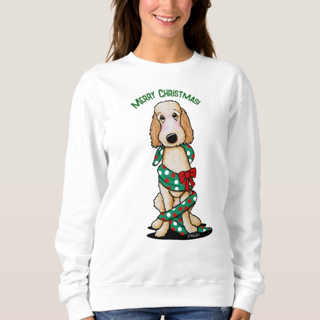 Sudadera KiniArt Goldendoodle afeitado de Navidad (Anverso)
