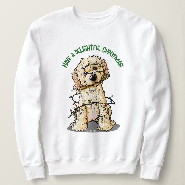 Sudadera KiniArt Goldendoodle Delightful Navidades (Anverso del diseño)