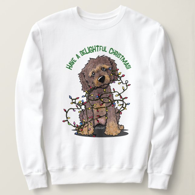 Sudadera KiniArt Goldendoodle Delightful Navidades (Anverso del diseño)