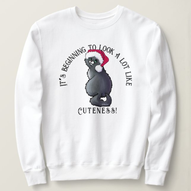 Sudadera KiniArt Gray Cat Navidades Sweatshirt (Anverso del diseño)