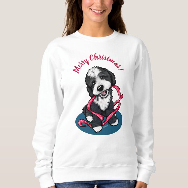 Sudadera KiniArt Navidad Bernadoodle Cachorro (Anverso)