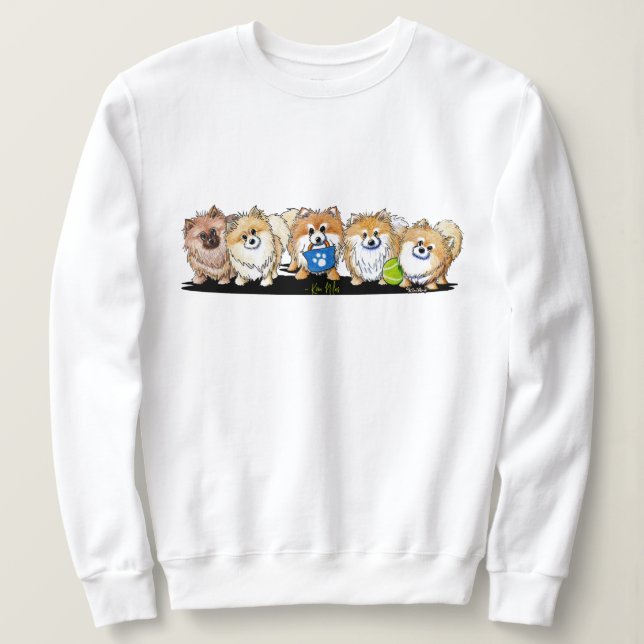 Sudadera KiniArt POM Parade Pomeranian T-Shirt (Anverso del diseño)