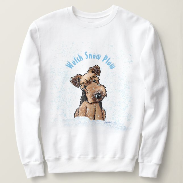 Sudadera KiniArt Snowy Welsh Terrier Sweatshirt (Anverso del diseño)