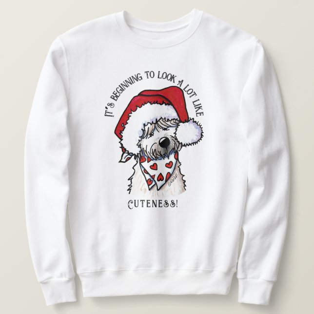 Sudadera KiniArt Soft Coated Wheatie Navidad (Anverso del diseño)