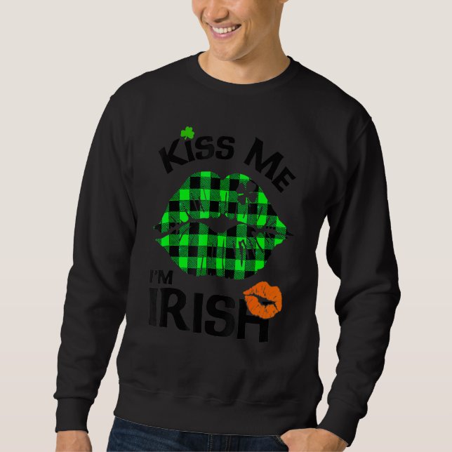 Sudadera Kisme I M Irish Buffalo Plaid Lips Clover St Pat (Anverso)