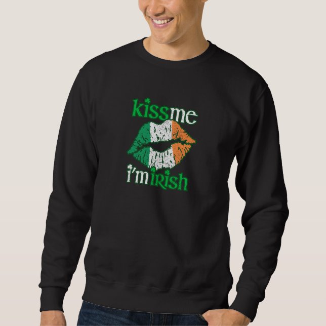 Sudadera Kiss Me I M Irish St Patrick Adult Angustiado Desi (Anverso)