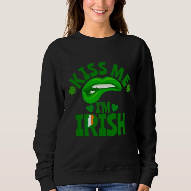 Sudadera Kiss Me I'm Irish Flag C Saint Patrick Day Womens  (Anverso)