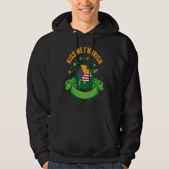 Sudadera Kiss Me I'm Irish I  St Patricks Day Shamrock Flag (Anverso)