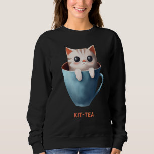 Sudadera Kit de té Kittea Gatito Taza de té Gatito Taza Lin