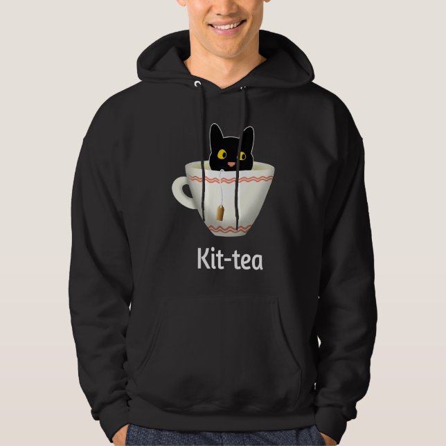 Sudadera Kit Tea  Cat  , Cute Black Cat Kitty in Kittea (Anverso)