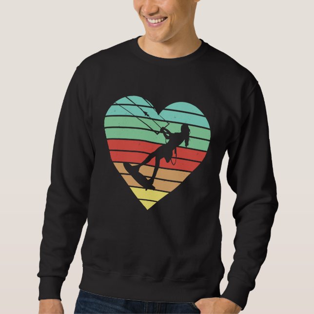 Sudadera Kitesurfer Corazón Cometa Kitesurf Retro Kiteboard (Anverso)