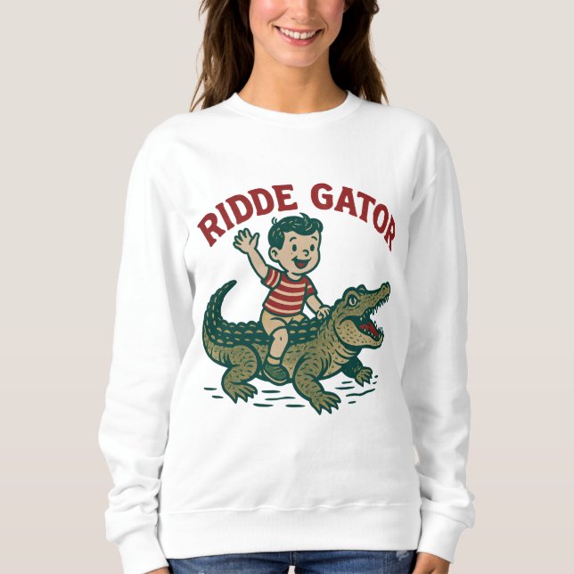 Sudadera Kitsch Antiguo de Florida Lagarto Ridículo Caimán  (Anverso)