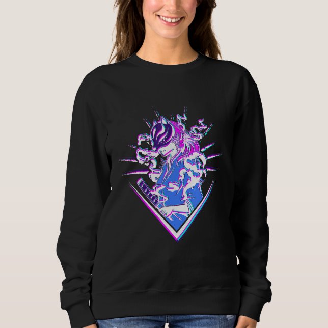 Sudadera Kitsune fox with japanese kitsune and Vaporwave Gl (Anverso)