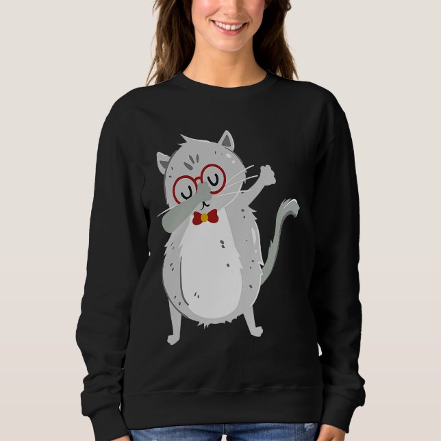 Sudadera Kitten Dab I Grey Cat with Glasses I Dabbing Cats (Anverso)