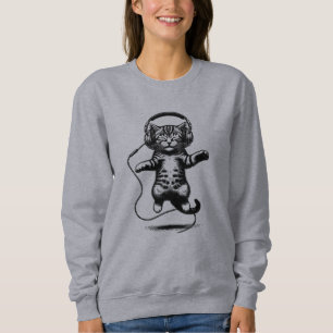 Sudadera Kitten Flotante con audífonos, gato audiófilo