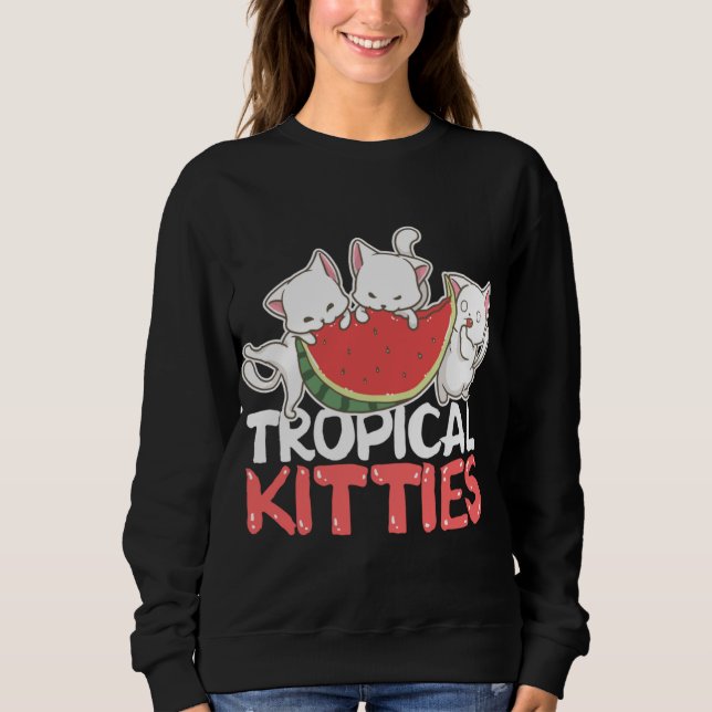 Sudadera Kitties tropicales Funny Cat Kitten Watermelon (Anverso)