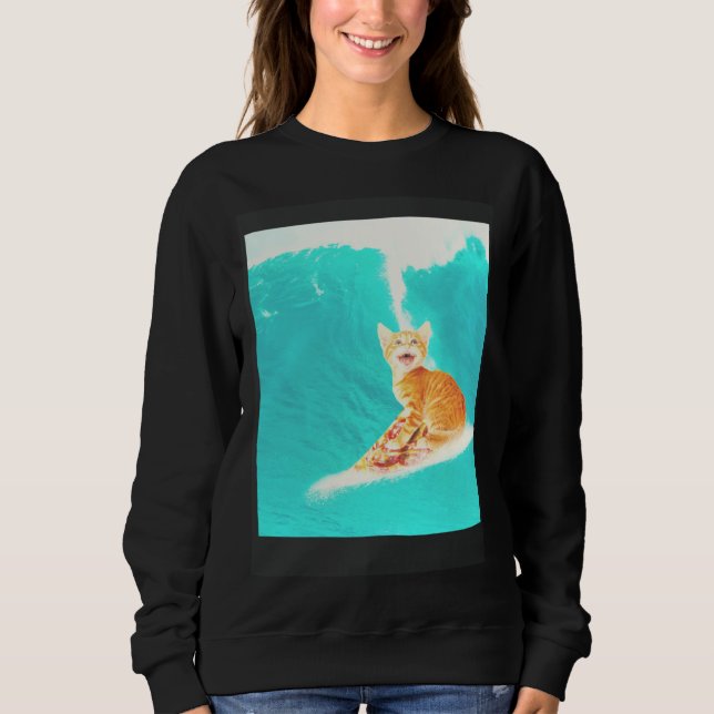 Sudadera Kitty Cat Surfing Pizza (Anverso)