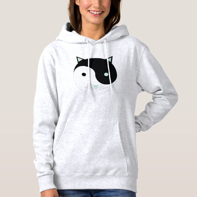 Sudadera Kitty Yin Yang con Mint Green, Black and White (Anverso)