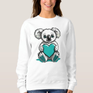 Sudadera Koala Bear Abrazando el corazón Verde azulado