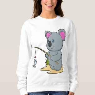 Sudadera Koala como pescador con caña y pescado