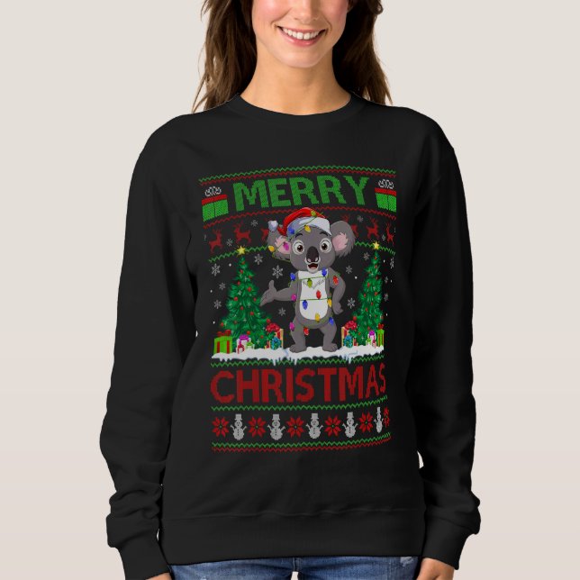 Sudadera Koala Luces de árbol de Navidad Santa Feo Koala Na (Anverso)