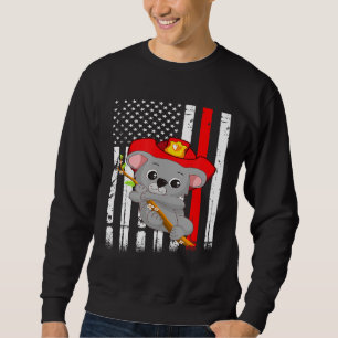 Sudadera Koala Luchador de Bomberos Bandera Estadounidense