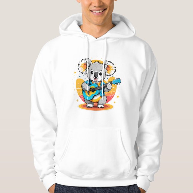Sudadera Koala Strumming una guitarra (Anverso)