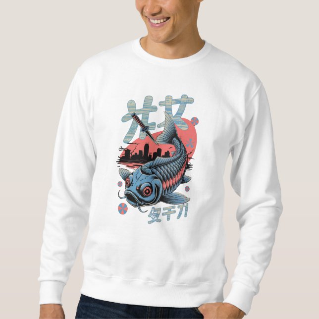 Sudadera Koi Cyberpunk – Pez Japonés Futurista  (Anverso)
