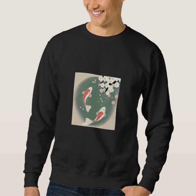 Sudadera Koi fish swimming in pond with cherry blossom flow (Anverso)