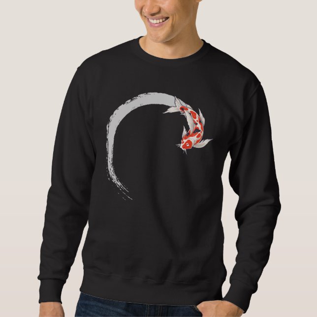 Sudadera Koi japonés Enso Círculo de pez carpa (Anverso)