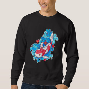 Sudadera Koi Pescado Y Flores Carpa Japonesa