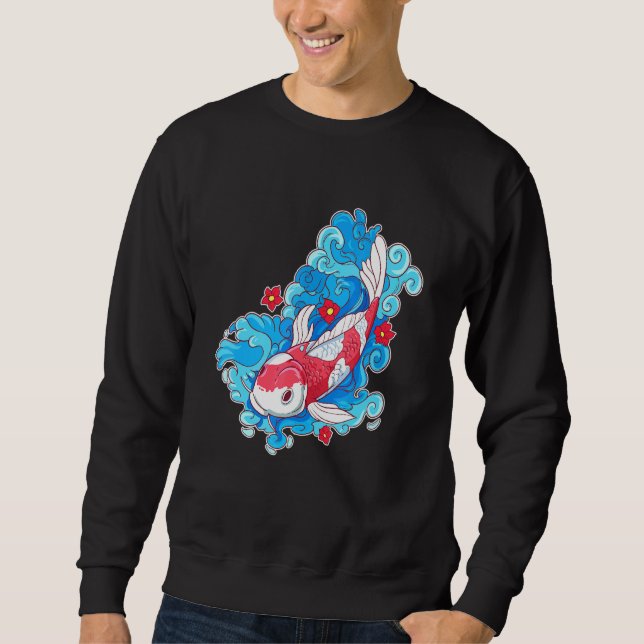 Sudadera Koi Pescado Y Flores Carpa Japonesa (Anverso)