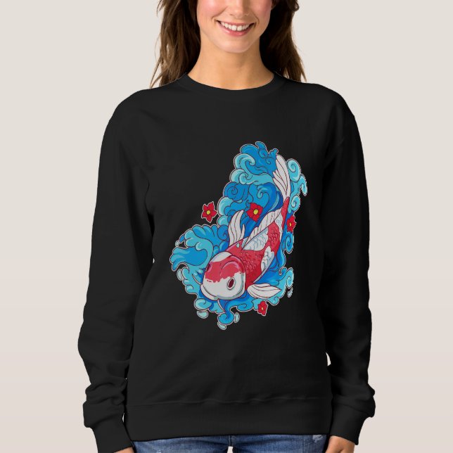 Sudadera Koi Pescado Y Flores Carpa Japonesa (Anverso)