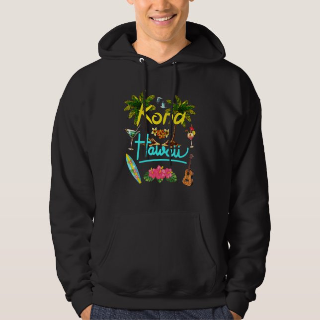 Sudadera Kona Hawaii Beach Summer Palm Surf Sun Set Palm Tr (Anverso)