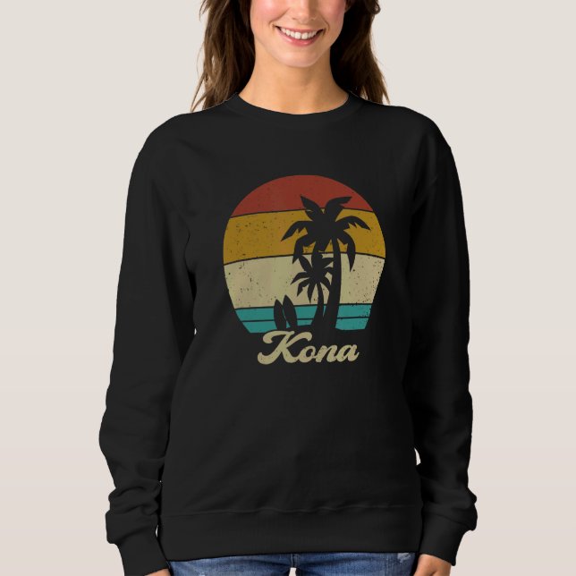 Sudadera Kona Hawaii Hawaii Hawaii Palm Tree Surfboard Retr (Anverso)