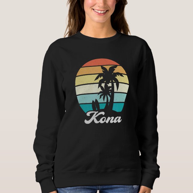 Sudadera Kona Hawaii Hawaii Hawaii Palm Tree Surfboard Vint (Anverso)