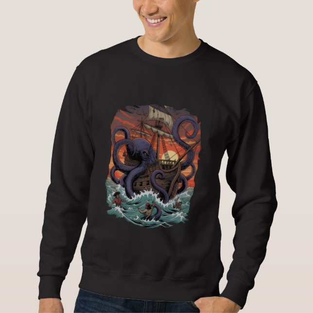 Sudadera Kraken Octopus Illustration Crewneck  (Anverso)