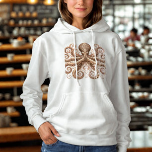 Sudadera Kraken Steampunk Octopus Ornate Gold White