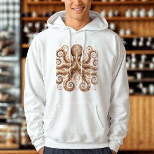 Sudadera Kraken Steampunk Octopus Ornate Gold White