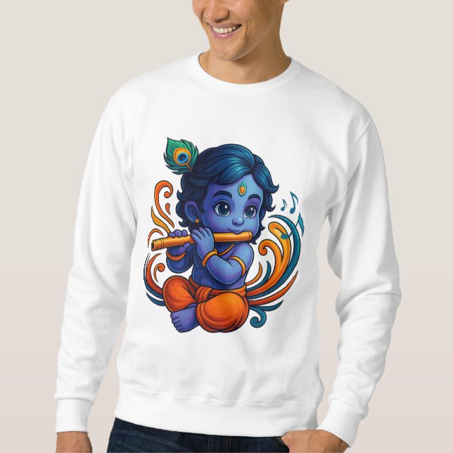 Sudadera Krishna bebé con flauta - Vibes de paz | Vibrante  (Anverso)