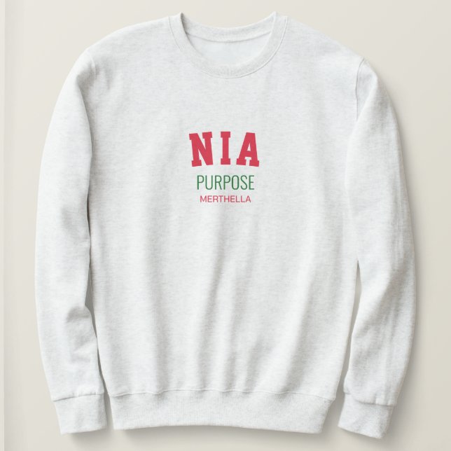 Sudadera Kwanzaa NIA Propósito Personalizado (Anverso del diseño)