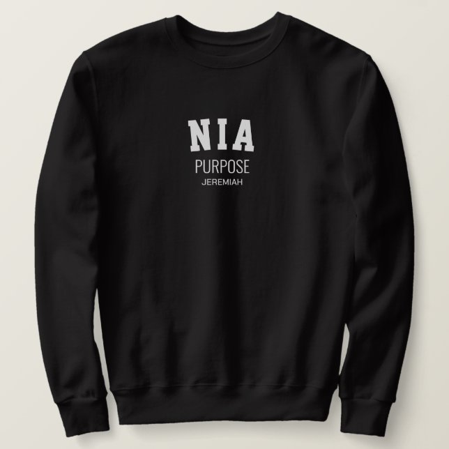 Sudadera Kwanzaa NIA Purpose Personalizada (Anverso del diseño)