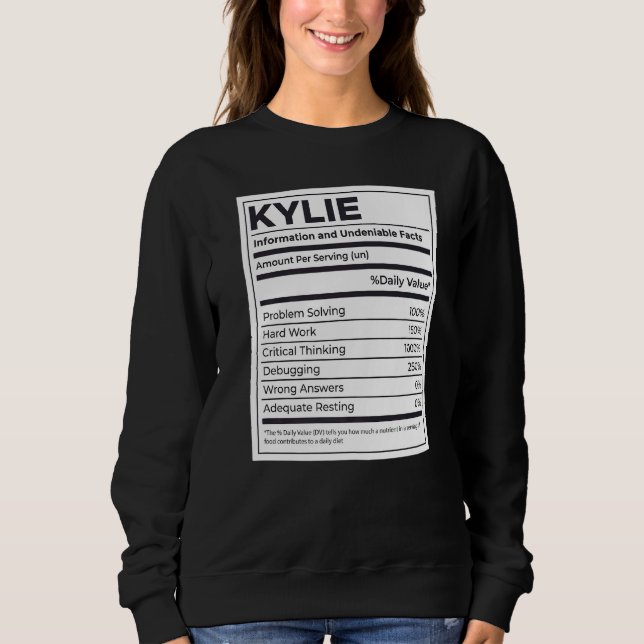 Sudadera Kylie Nutrition Information Problement Soluting Ha (Anverso)
