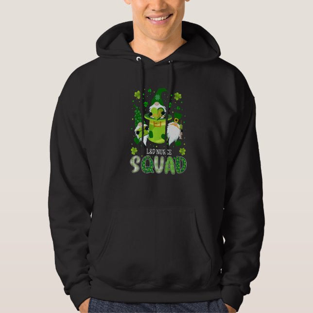 Sudadera L&D Enfermera Enfermería St Patrick Day Gnomes Iri (Anverso)