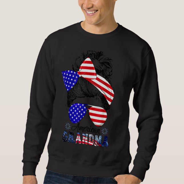 Sudadera La Abuela Americana Desordenada Bun Que Coincide C (Anverso)