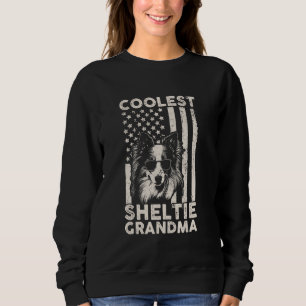 Sudadera La abuela más fría Sheltie La vieja bandera estado